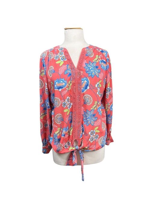 Ruby Rd. Tops - Ruby Rd Petite Floral Blouse Tie Front Boho Lightweight Top Size PM